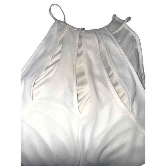 Express White Halter Tank Top With Pleated Front & Back Keyhole Detail - Lightwe - Picture 3 of 6